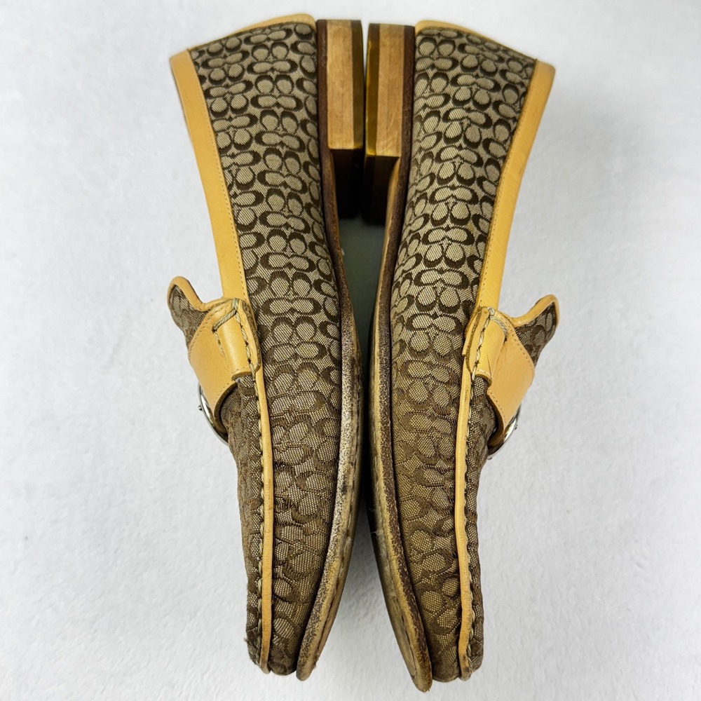 Coach Tan Signature Canvas & Yellow Leather Loafers - Picture 7 of 11